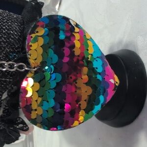 Multicolor Sequin Heart Bag Charm/ Keyring